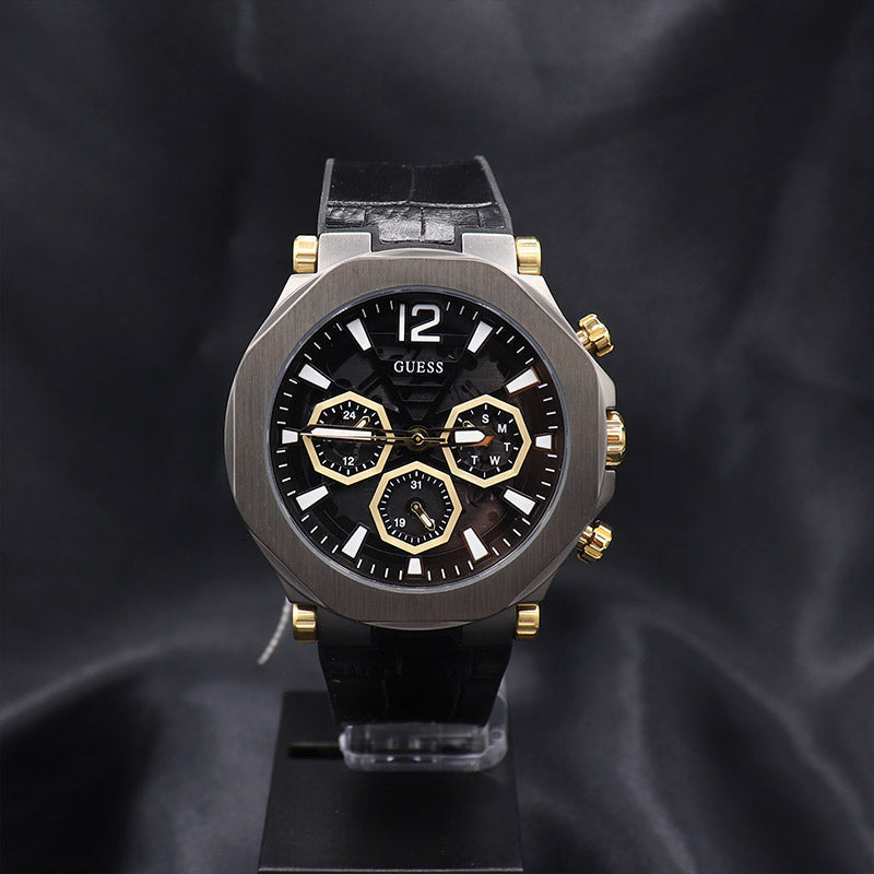  Shop Authentic Guess Edge Chronograph Black Dial Black Leather Strap Watch For Men - GW0492G1 - Luxxuri