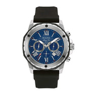  Shop Authentic Bulova Marine Star Blue Dial Black Silicone Strap Watch for Men - 98B258 - Luxxuri