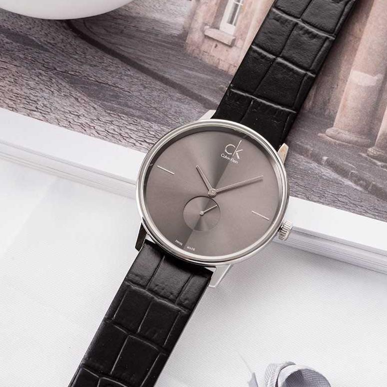  Shop Authentic Calvin Klein Accent Black Dial Black Leather Strap Watch for Men - K2Y211C3 - Luxxuri