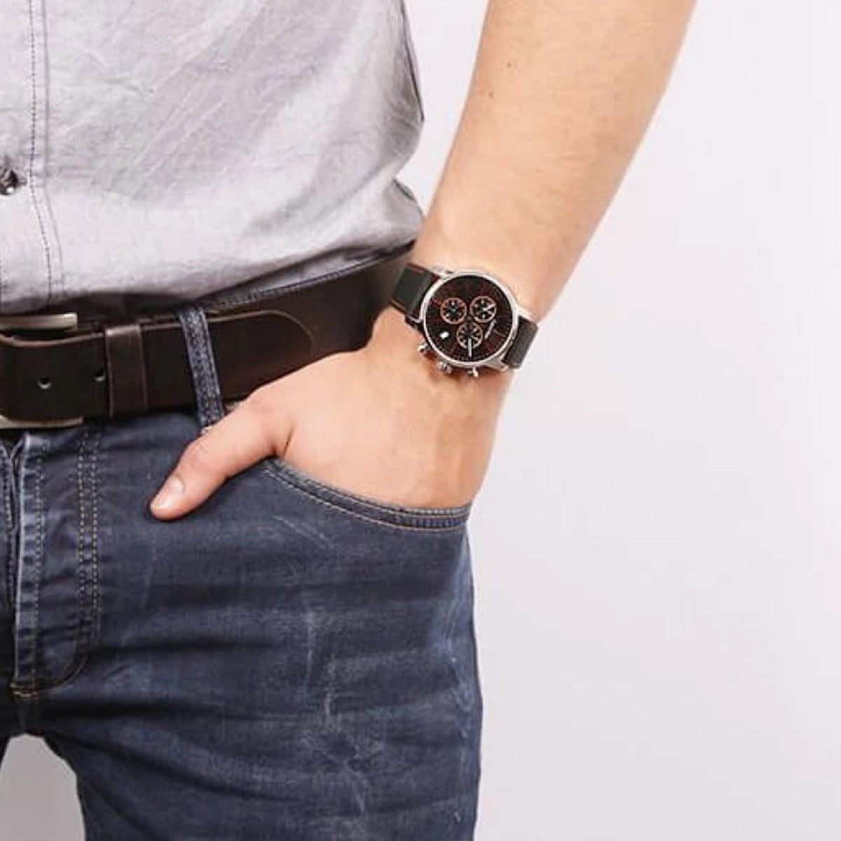  Shop Authentic Calvin Klein City Chronograph Black Dial Black Leather Strap Watch for Men - K2G271C1 - Luxxuri