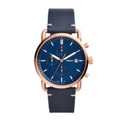  Shop Authentic Fossil The Commuter Blue Dial Blue Leather Strap Watch for Men - FS5404 - Luxxuri