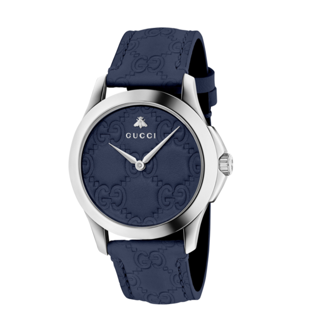  Shop Authentic Gucci G Timeless Quartz Blue Dial Blue Leather Strap Watch For Men - YA1264032 - Luxxuri