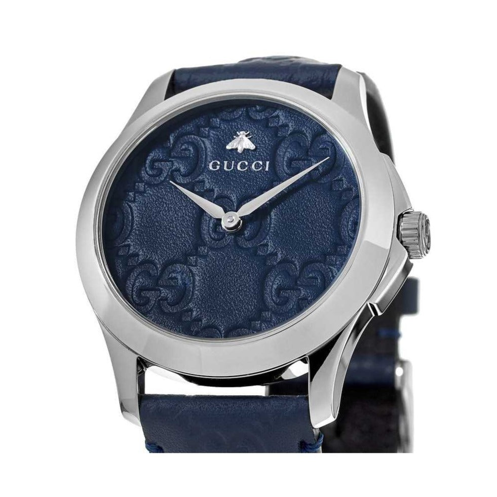  Shop Authentic Gucci G Timeless Quartz Blue Dial Blue Leather Strap Watch For Men - YA1264032 - Luxxuri