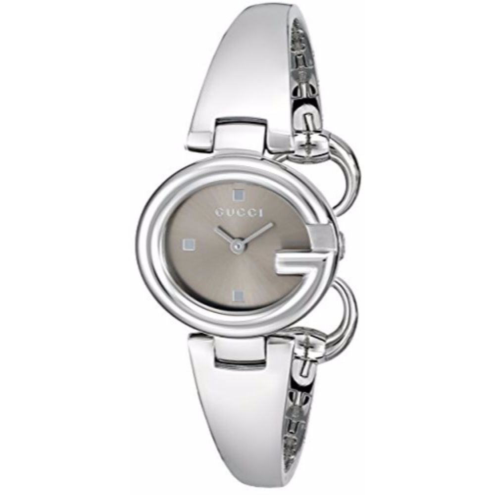 Shop Authentic Gucci Guccissima Quartz Diamonds Brown Dial Silver Steel Strap Watch For Women - YA134503 - Luxxuri