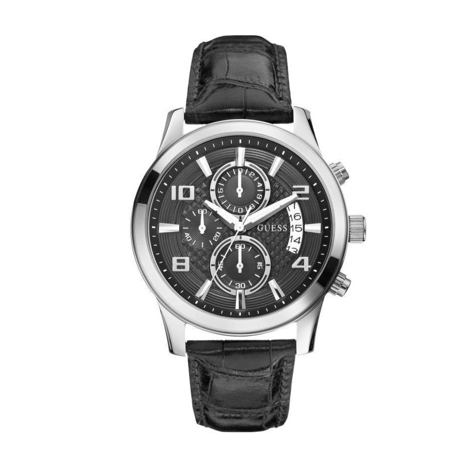  Shop Authentic Guess Exec Chronograph Quartz Black Dial Black Leather Strap Watch for Men - W0076G1 - Luxxuri