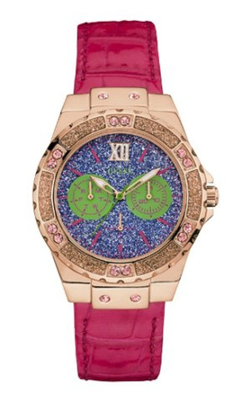  Shop Authentic Guess Limelight Quartz Multicolor Dial Red Leather Strap Watch For Women - W0775L4 - Luxxuri