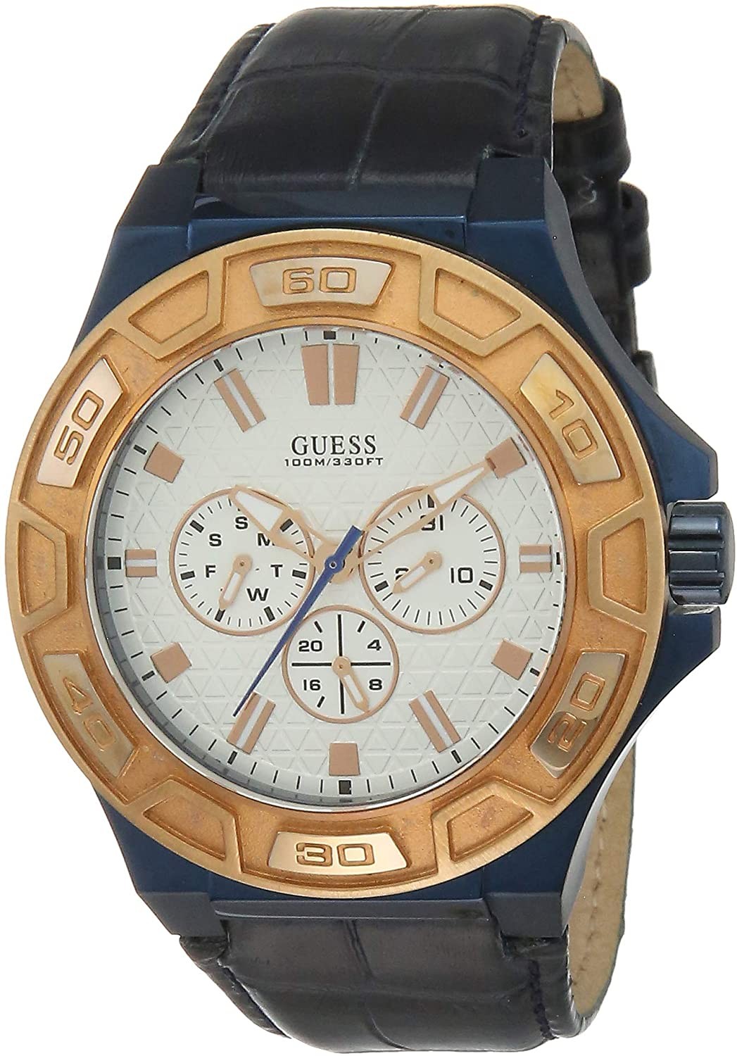 Shop Authentic Guess Force Multi Function White Dial Blue Leather Strap Watch For Men - W0674G7 - Luxxuri