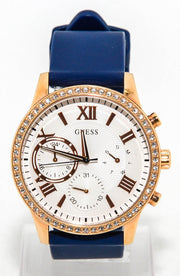  Shop Authentic Guess Solar White Rose Gold Dial Blue Rubber Strap Watch For Women - W1135L3 - Luxxuri