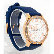  Shop Authentic Guess Solar White Rose Gold Dial Blue Rubber Strap Watch For Women - W1135L3 - Luxxuri