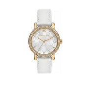  Shop Authentic Michael Kors Corey Three Hand White Dial White Leather Strap Watch For Women - MK2985 - Luxxuri
