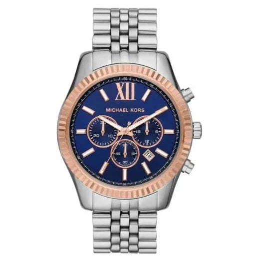  Shop Authentic Michael Kors Lexington Chronograph Blue Dial Silver Steel Strap Watch For Men - MK8689 - Luxxuri