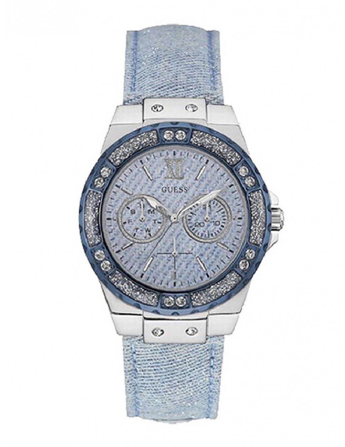  Shop Authentic Guess Limelight Quartz Blue Dial Blue Leather Strap Watch For Men - W0775l1 - Luxxuri