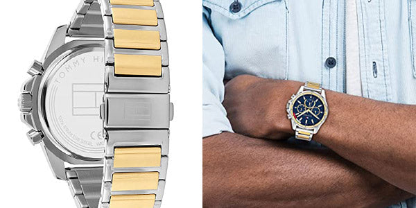  Shop Authentic Tommy Hilfiger Mason Chronograph Blue Dial Two Tone Steel Strap Watch For Men - 1791937 - Luxxuri