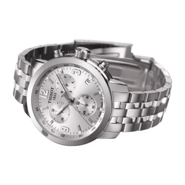  Shop Authentic Tissot PRC 200 Chronograph Quartz Silver Dial Silver Steel Strap Watch For Men - T055.417.11.037.00 - Luxxuri