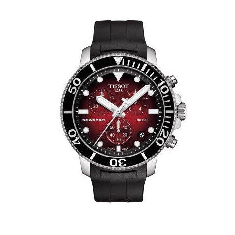  Shop Authentic Tissot Seastar 1000 Chronograph Red Dial Black Rubber Strap Watch For Men - T120.417.17.421.00 - Luxxuri