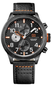  Shop Authentic Tommy Hilfiger Trent Multifunction Black Dial Black Leather Strap Watch for Men - 1791136 - Luxxuri