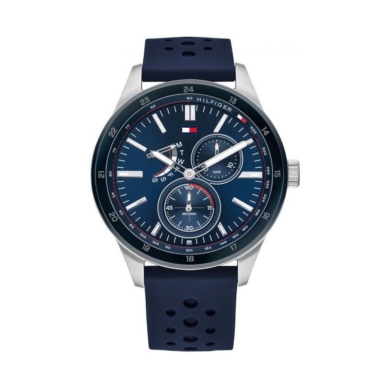  Shop Authentic Tommy Hilfiger Austin Quartz Blue Dial Blue Rubber Strap Watch for Men - 1791635 - Luxxuri