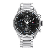  Shop Authentic Tommy Hilfiger Trent Quartz Black Dial Silver Steel Strap Watch For Men - 1791805 - Luxxuri