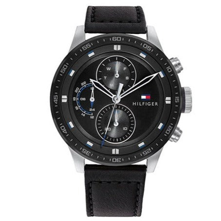  Shop Authentic Tommy Hilfiger Trent Chronograph Quartz Black Dial Black Leather Strap Watch For Men - 1791810 - Luxxuri