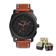  Shop Authentic Fossil Machine Chronograph Black Dial Brown Leather Strap Watch for Men - FS5234 - Luxxuri