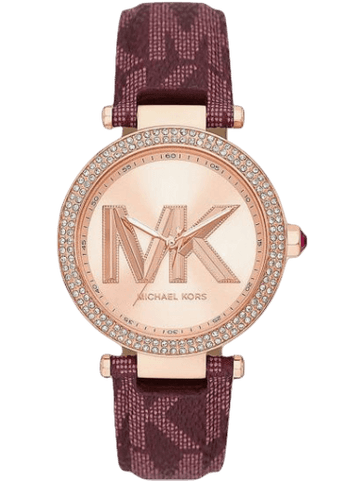  Shop Authentic Michael Kors Parker Rose Gold Dial Maroon Leather Strap Watch For Women - MK2974 - Luxxuri