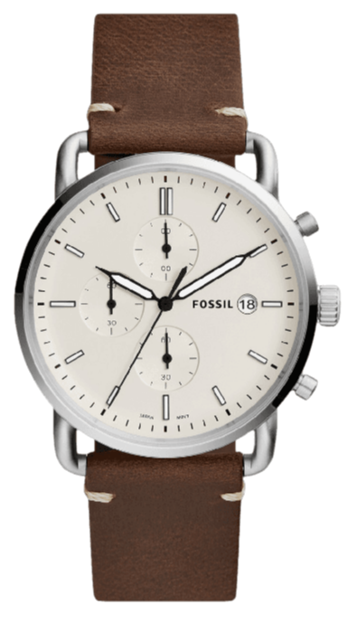  Shop Authentic Fossil The Commuter White Dial Brown Leather Strap Watch for Men - FS5402 - Luxxuri