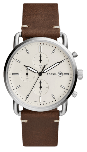  Shop Authentic Fossil The Commuter White Dial Brown Leather Strap Watch for Men - FS5402 - Luxxuri