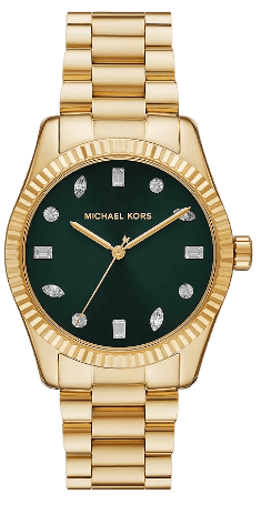  Shop Authentic Michael Kors Lexington Three Hand Green Dial Gold Steel Strap Watch For Women - MK7449 - Luxxuri