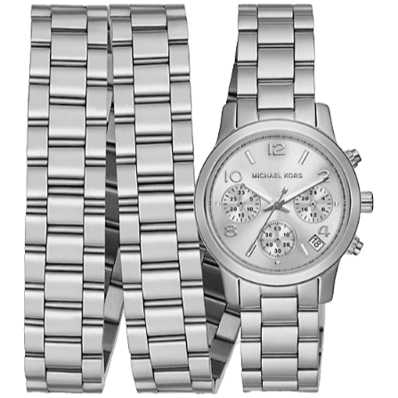  Shop Authentic Michael Kors Runway 18K Rhodium Plated Triple Wrap Silver Dial Silver Steel Strap Watch for Women - MK7451 - Luxxuri