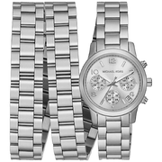  Shop Authentic Michael Kors Runway 18K Rhodium Plated Triple Wrap Silver Dial Silver Steel Strap Watch for Women - MK7451 - Luxxuri