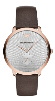  Shop Authentic Emporio Armani Modern Slim Analog Silver Dial Brown Leather Strap Watch For Men - AR11163 - Luxxuri