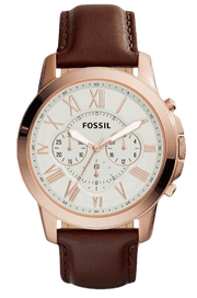  Shop Authentic Fossil Grant Chronograph White Dial Brown Leather Strap Watch for Men - FS4991 - Luxxuri