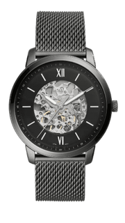  Shop Authentic Fossil Neutra Automatic Skeleton Black Dial Grey Mesh Strap Watch for Men - ME3185 - Luxxuri