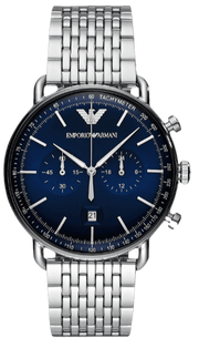 Shop Authentic Emporio Armani Aviator Chronograph Blue Dial Silver Steel Strap Watch For Men - AR11238 - Luxxuri