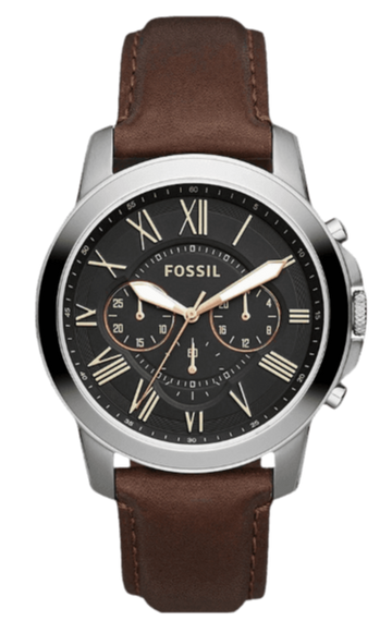  Shop Authentic Fossil Grant Chronograph Black Dial Brown Leather Strap Watch for Men - FS4813 - Luxxuri