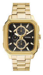  Shop Authentic Fossil Inscription Multifunction Black Dial Gold Steel Strap Watch for Men - BQ2656 - Luxxuri