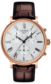  Shop Authentic Tissot Carson Premium Chronograph Silver Dial Brown Leather Strap Watch For Men - T122.417.36.033.00 - Luxxuri