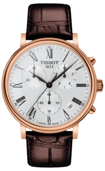  Shop Authentic Tissot Carson Premium Chronograph Silver Dial Brown Leather Strap Watch For Men - T122.417.36.033.00 - Luxxuri