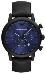  Shop Authentic Emporio Armani Luigi Analog Blue Dial Black Leather Strap Watch For Men - AR11351 - Luxxuri