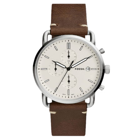  Shop Authentic Fossil The Commuter White Dial Brown Leather Strap Watch for Men - FS5402 - Luxxuri