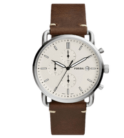  Shop Authentic Fossil The Commuter White Dial Brown Leather Strap Watch for Men - FS5402 - Luxxuri