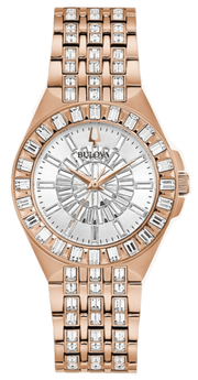  Shop Authentic Bulova Phantom White Dial with Swarovski Baguettes Rose Gold Steel Strap Watch for Women - 98L268 - Luxxuri