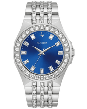  Shop Authentic Bulova Phantom Baguette Crystal Blue Dial Silver Steel Strap Watch for Men - 96A254 - Luxxuri