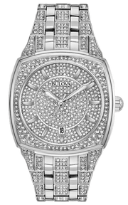  Shop Authentic Bulova Phantom Swarovski Crystal Pave Silver Dial Silver Steel Strap Watch for Men - 98B296 - Luxxuri