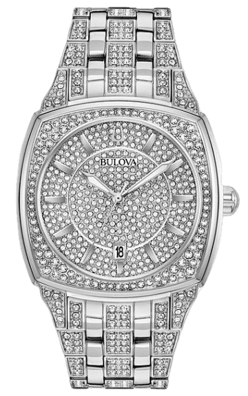  Shop Authentic Bulova Phantom Swarovski Crystal Pave Silver Dial Silver Steel Strap Watch for Men - 98B296 - Luxxuri
