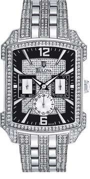  Shop Authentic Bulova Crystal Collection Black Dial Silver Steel Strap Watch for Men - 98C108 - Luxxuri