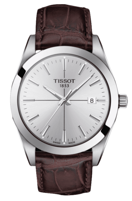  Shop Authentic Tissot Gentlemen Silver Dial Brown Leather Strap Watch for Men - T127.410.16.031.01 - Luxxuri