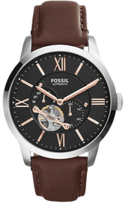 Shop Authentic Fossil Townsman Automatic Black Dial Brown Leather Strap Watch for Men - ME3061 - Luxxuri