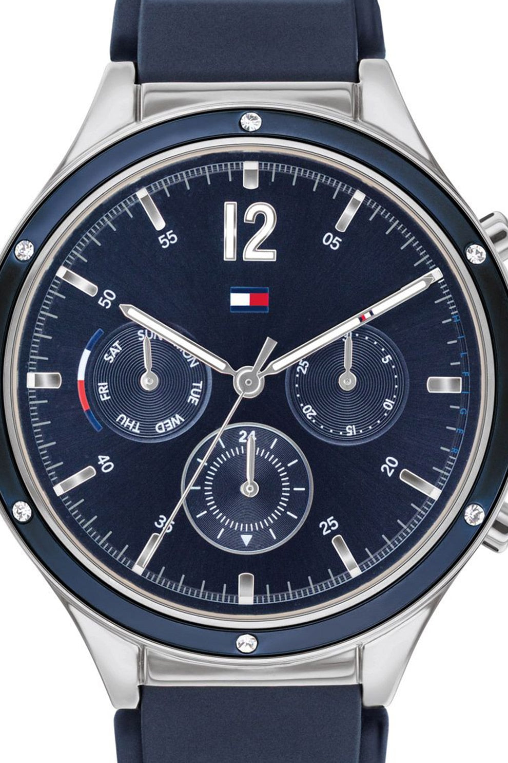  Shop Authentic Tommy Hilfiger Eve Chronograph Quartz Blue Dial Blue Rubber Strap Watch For Women - 1782281 - Luxxuri