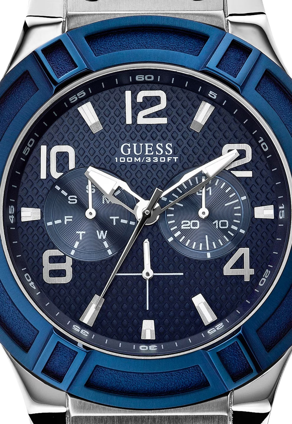  Shop Authentic Guess Rigor Multifunction Chronograph Blue Dial Blue Leather Strap Watch For Men - W0040G7 - Luxxuri